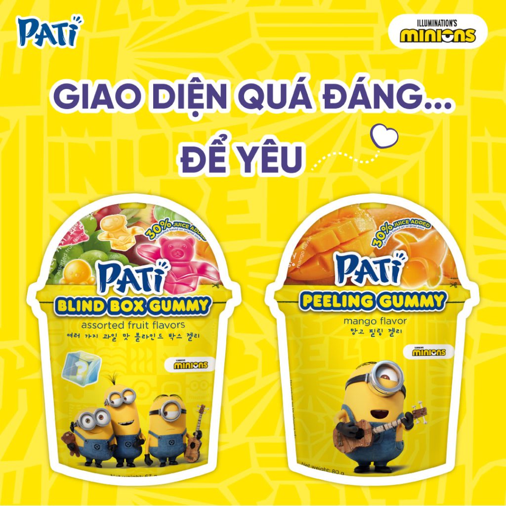 Kẹo dẻo Pati Minions Peeling Gummy và Blindbox Gummy